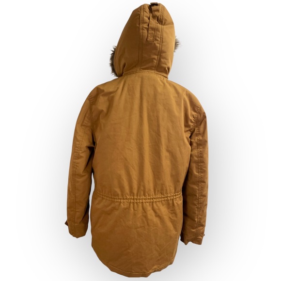 Vintage Men's tan parka, Large. Barn coat field jacket utility jacket faux fur - Picture 7 of 12